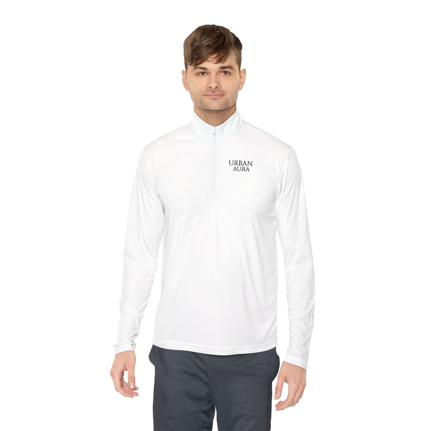 Quarter-Zip Pullover — 'URBAN AURA' Minimal Chest Logo