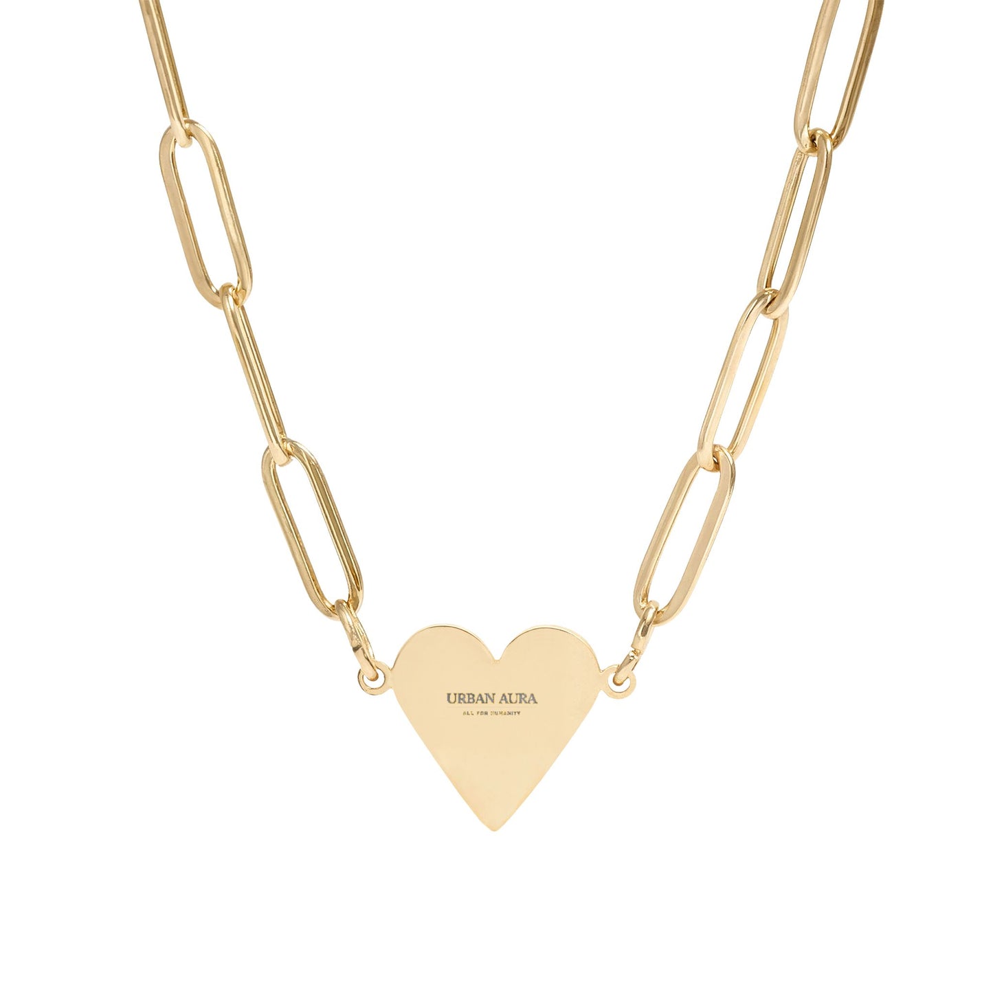 Engravable Paperclip Heart Necklace — Personalized Heart Pendant Chain (Gold or Rose)