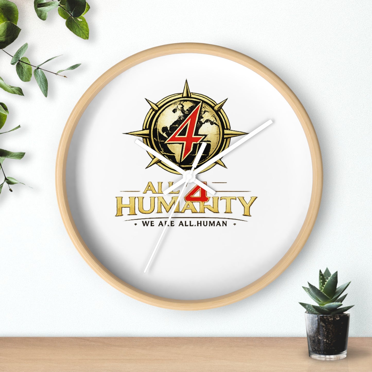 All 4 Humanity Logo Wall Clock — Inspirational Humanitarian Decor