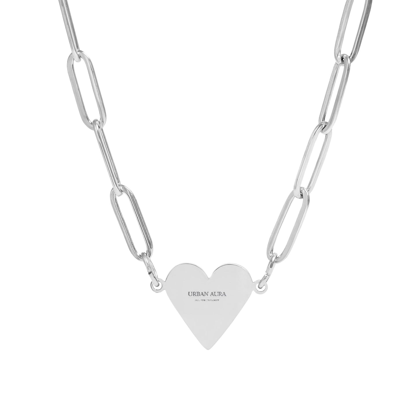 Engravable Paperclip Heart Necklace — Personalized Heart Pendant Chain (Gold or Rose)