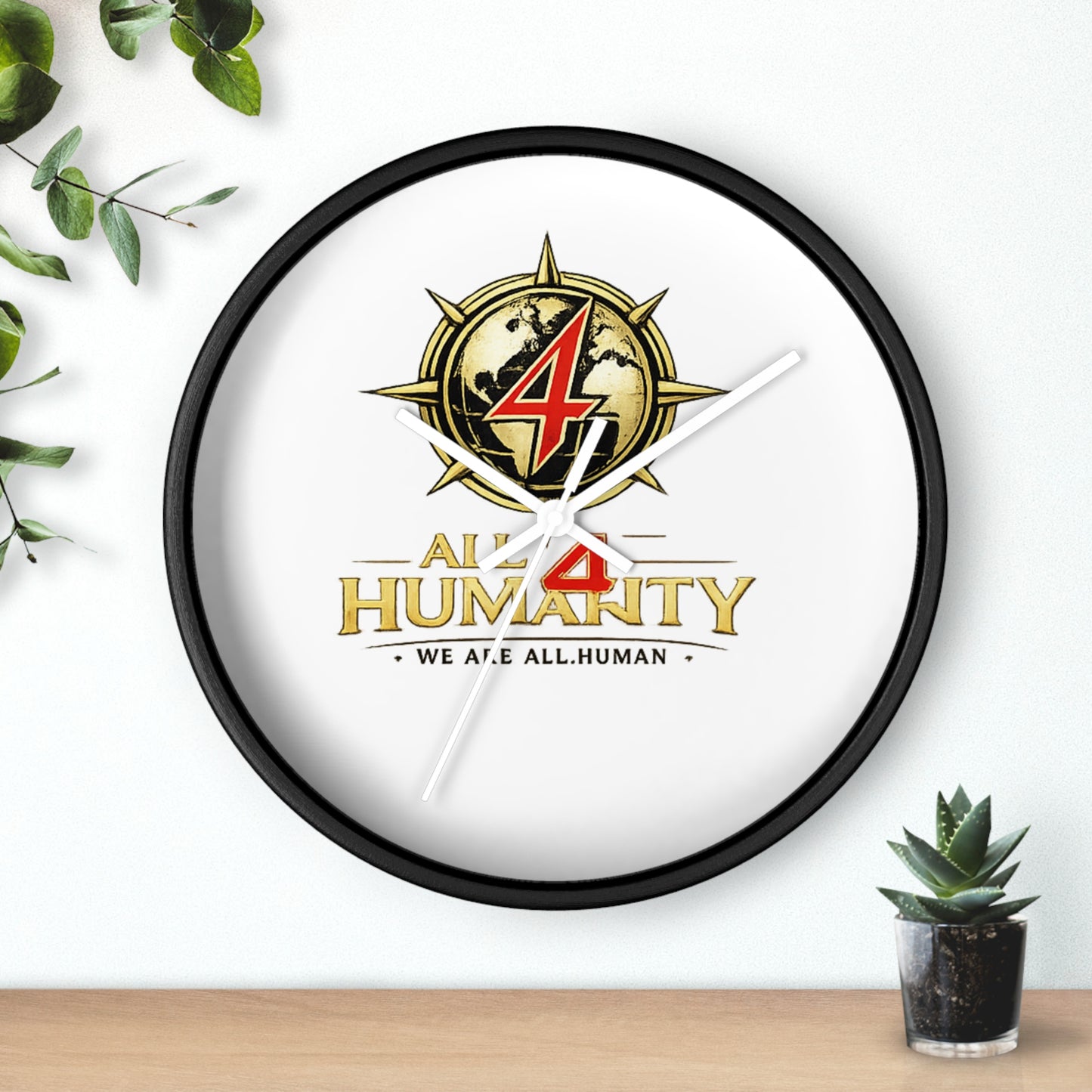 All 4 Humanity Logo Wall Clock — Inspirational Humanitarian Decor