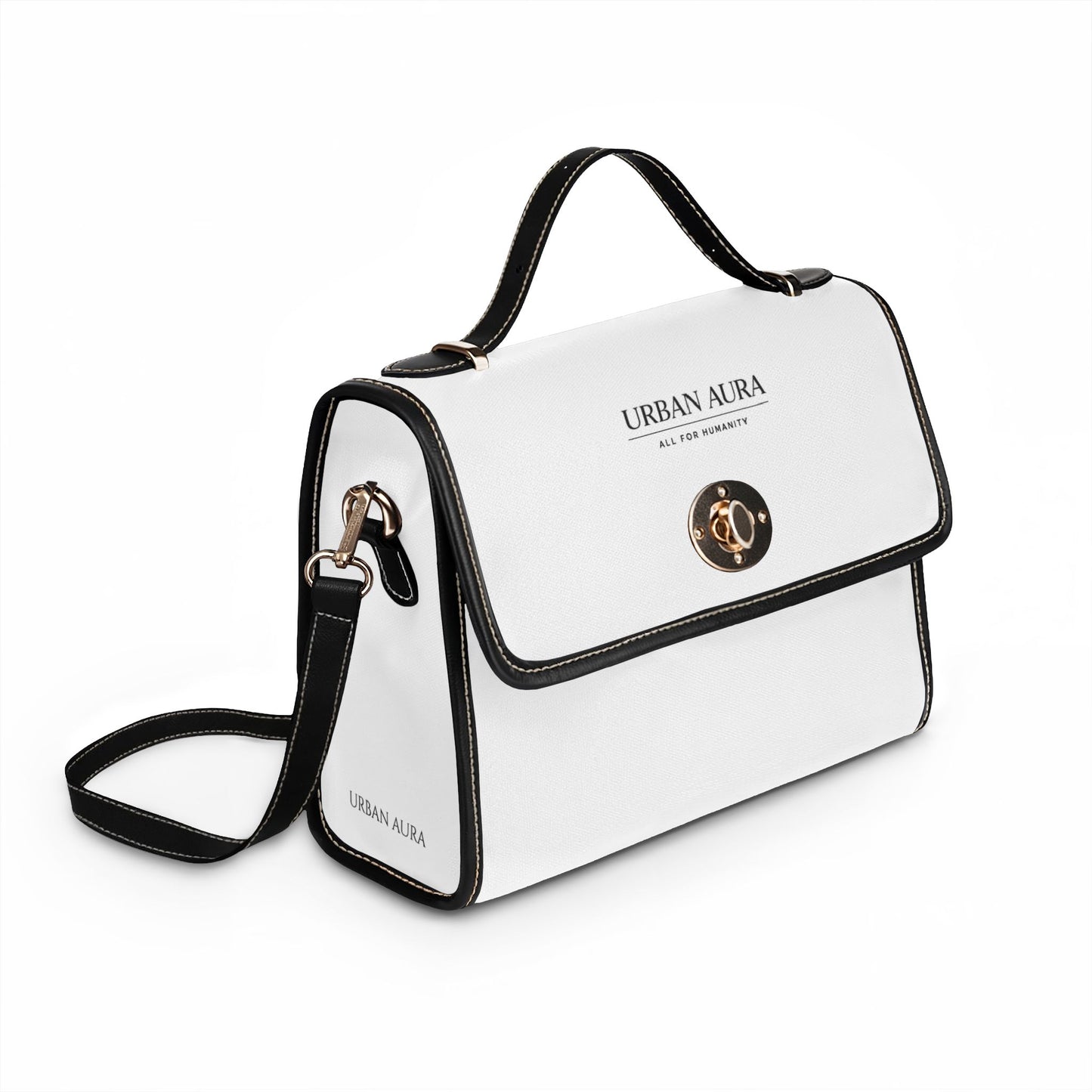 Canvas Handbag — "Urban Aura" Waterproof Satchel with Leather Trim