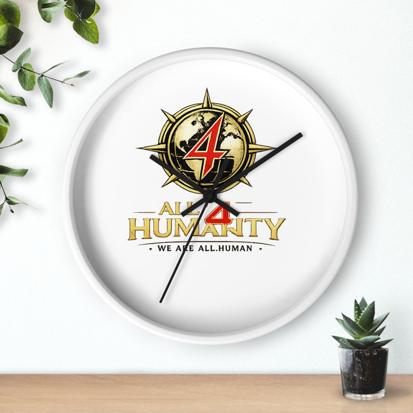 All 4 Humanity Logo Wall Clock — Inspirational Humanitarian Decor