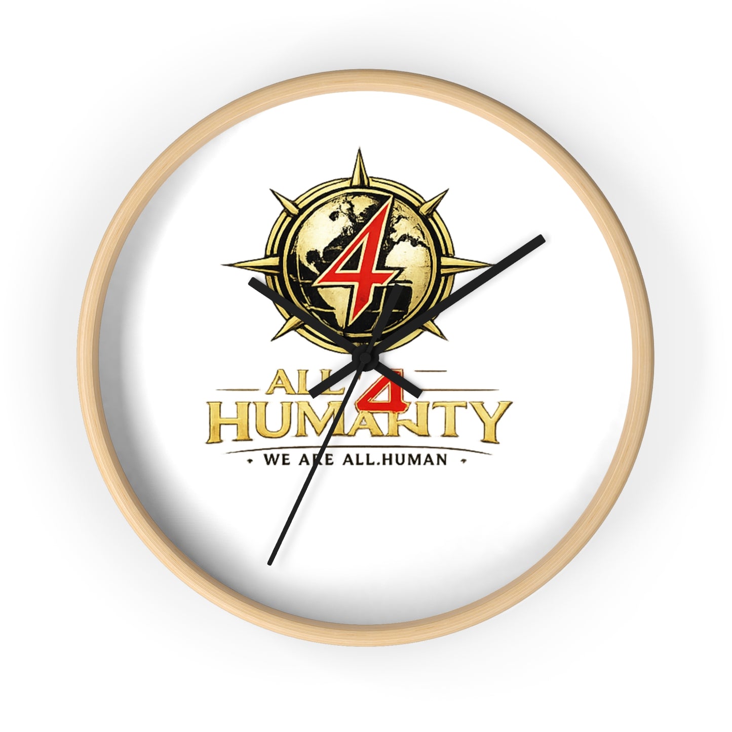 All 4 Humanity Logo Wall Clock — Inspirational Humanitarian Decor