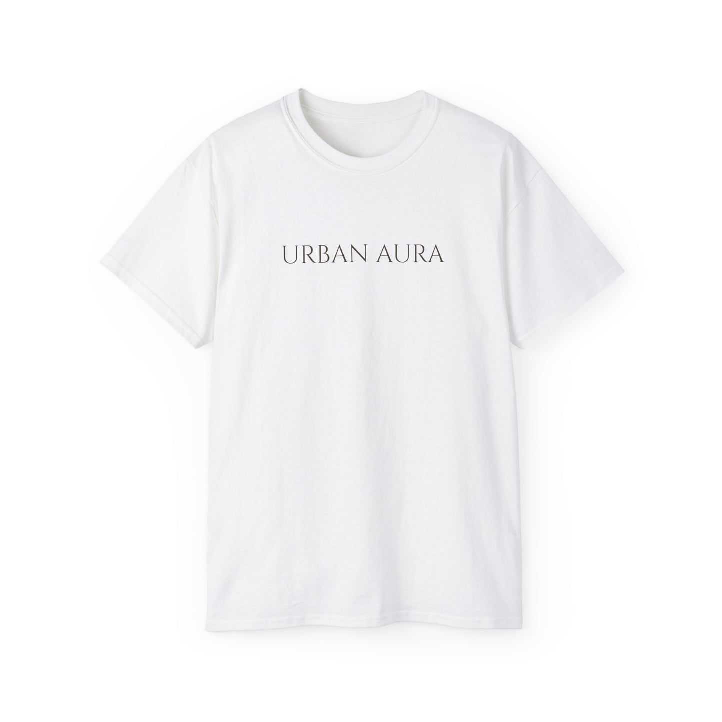 Urban Aura Minimalist Graphic Tee — 'URBAN AURA' Text Shirt