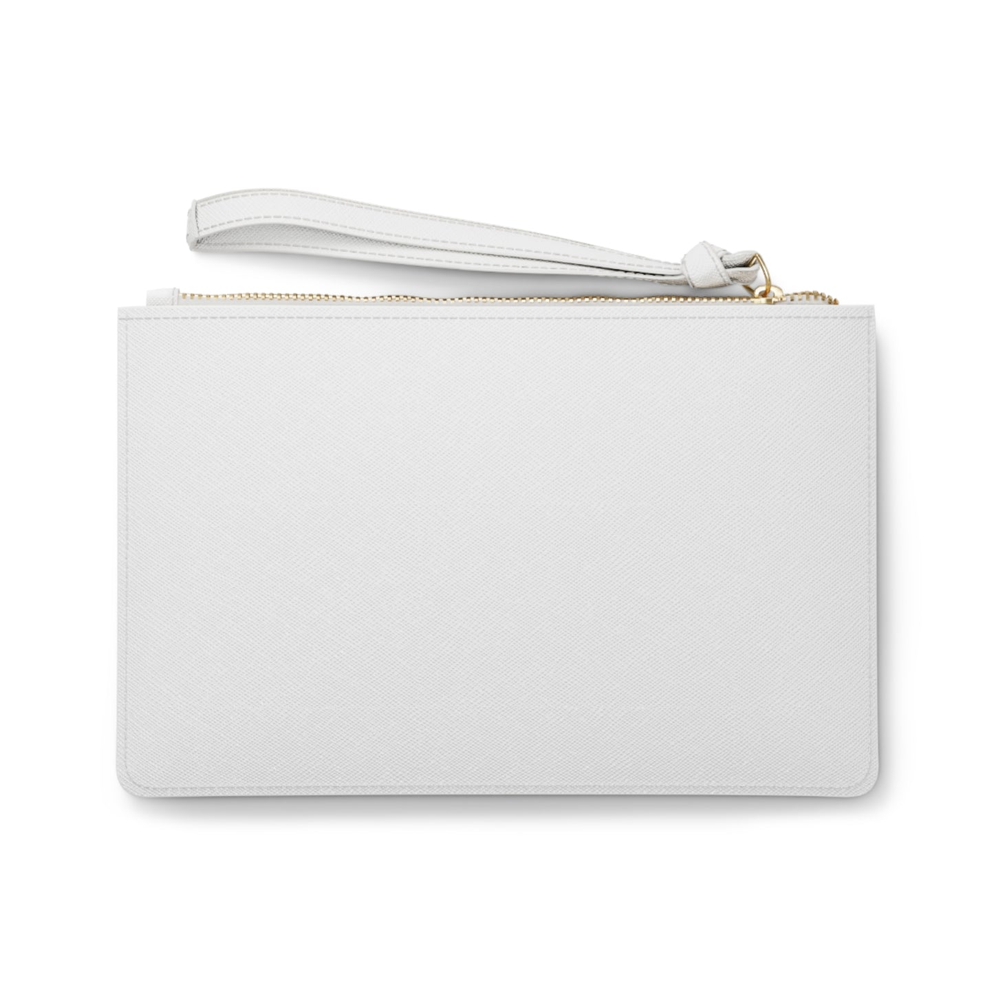 Urban Aura Clutch Bag – Minimalist White Wristlet with 'Urban Aura: All For Humanity' Logo, Elegant Everyday & Event Purse
