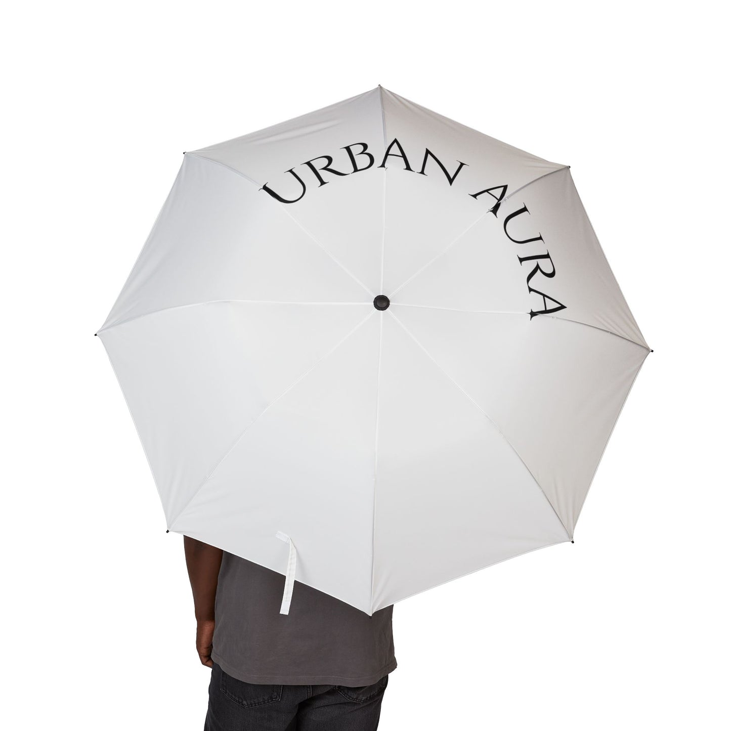 Foldable Umbrella — Minimal White Design with 'URBAN AURA' Text