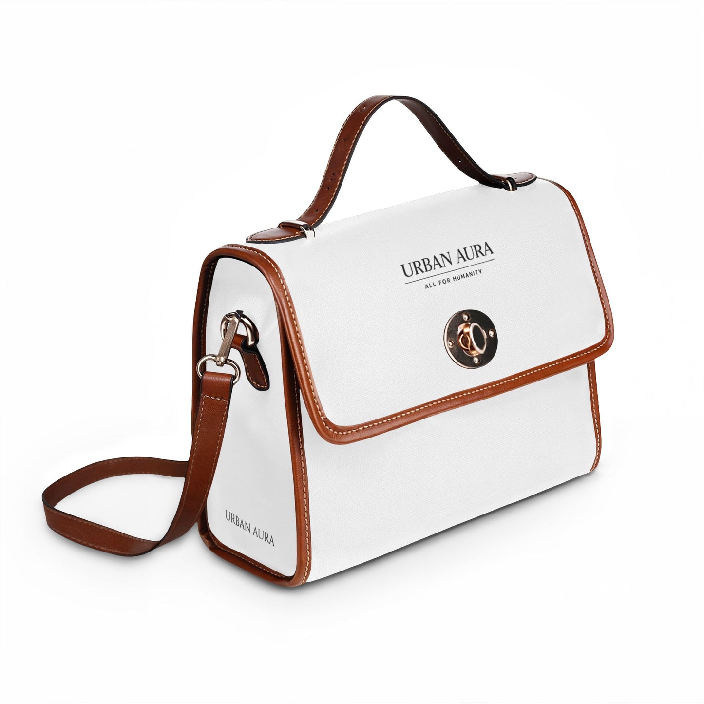 Canvas Handbag — "Urban Aura" Waterproof Satchel with Leather Trim