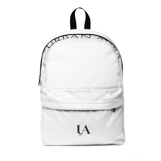 Minimal White Urban Backpack — 'UA' Logo Classic Daypack