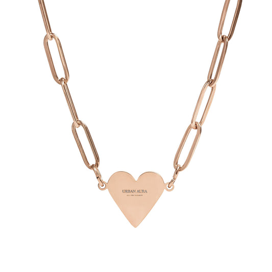 Engravable Paperclip Heart Necklace — Personalized Heart Pendant Chain (Gold or Rose)