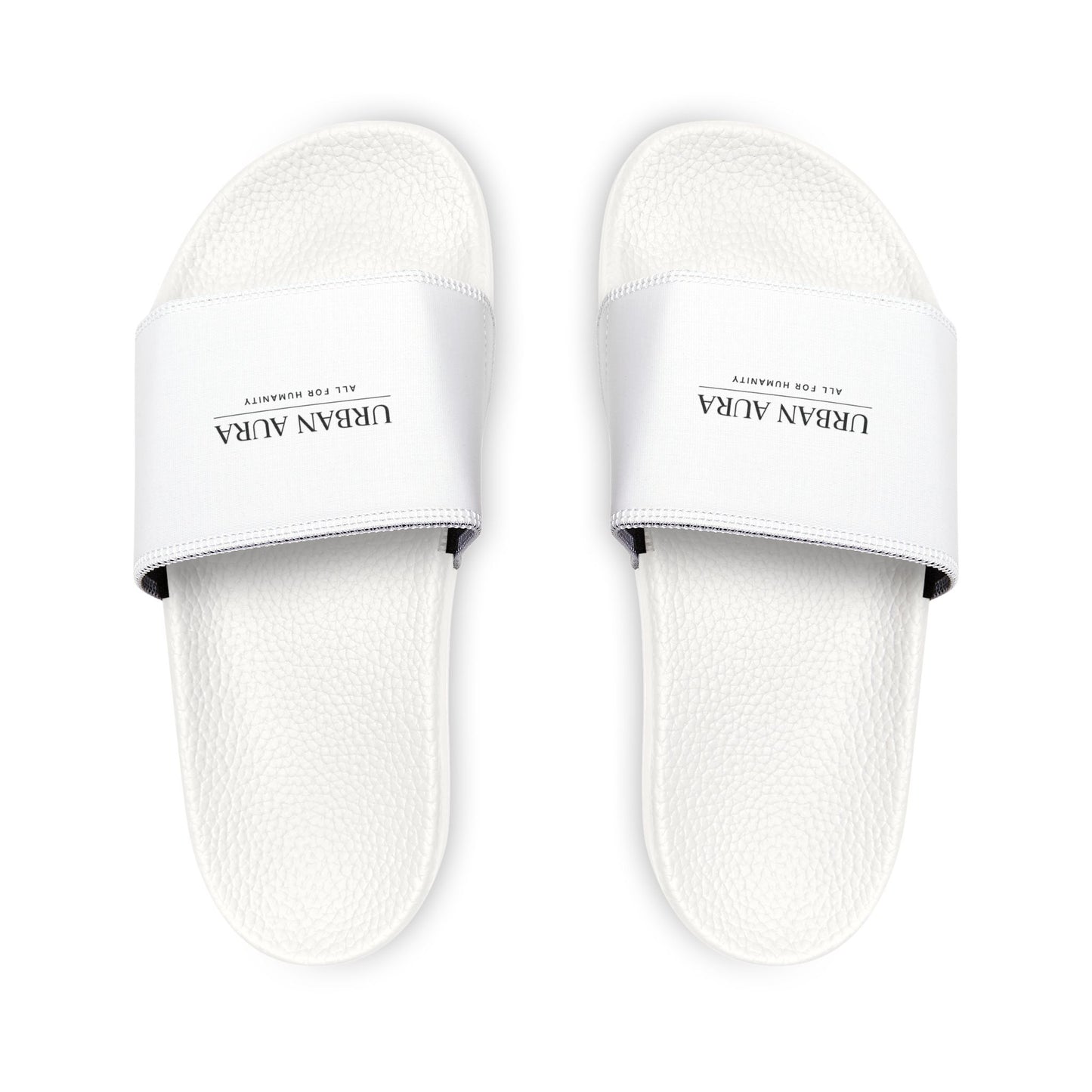 Youth Slide Sandals — Removable Strap White Logo Slides for Kids