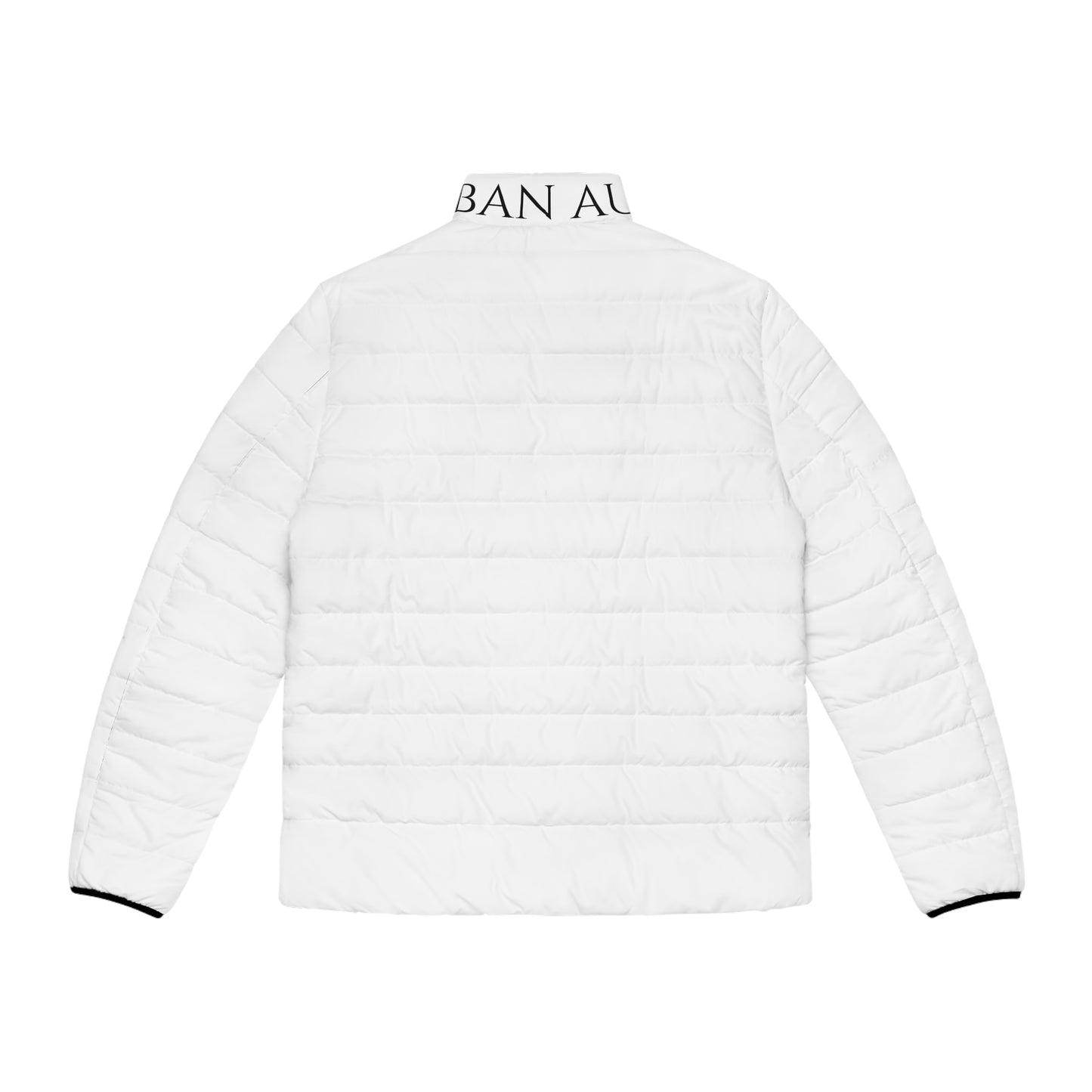 White Logo Puffer Jacket — Men's Lightweight Quilted Coat