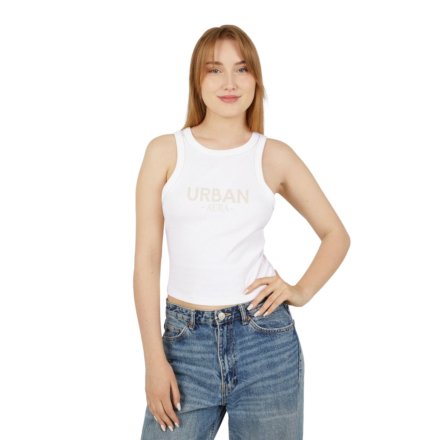Urban Aura Racer Tank Top — Women's Cropped Micro Rib Tank