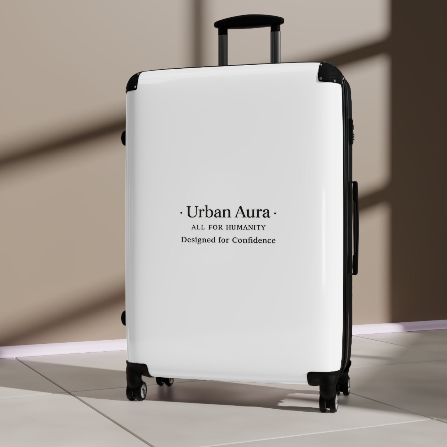Urban Aura Carry-On Suitcase — 'Urban Aura: All For Humanity' Minimal Travel Luggage