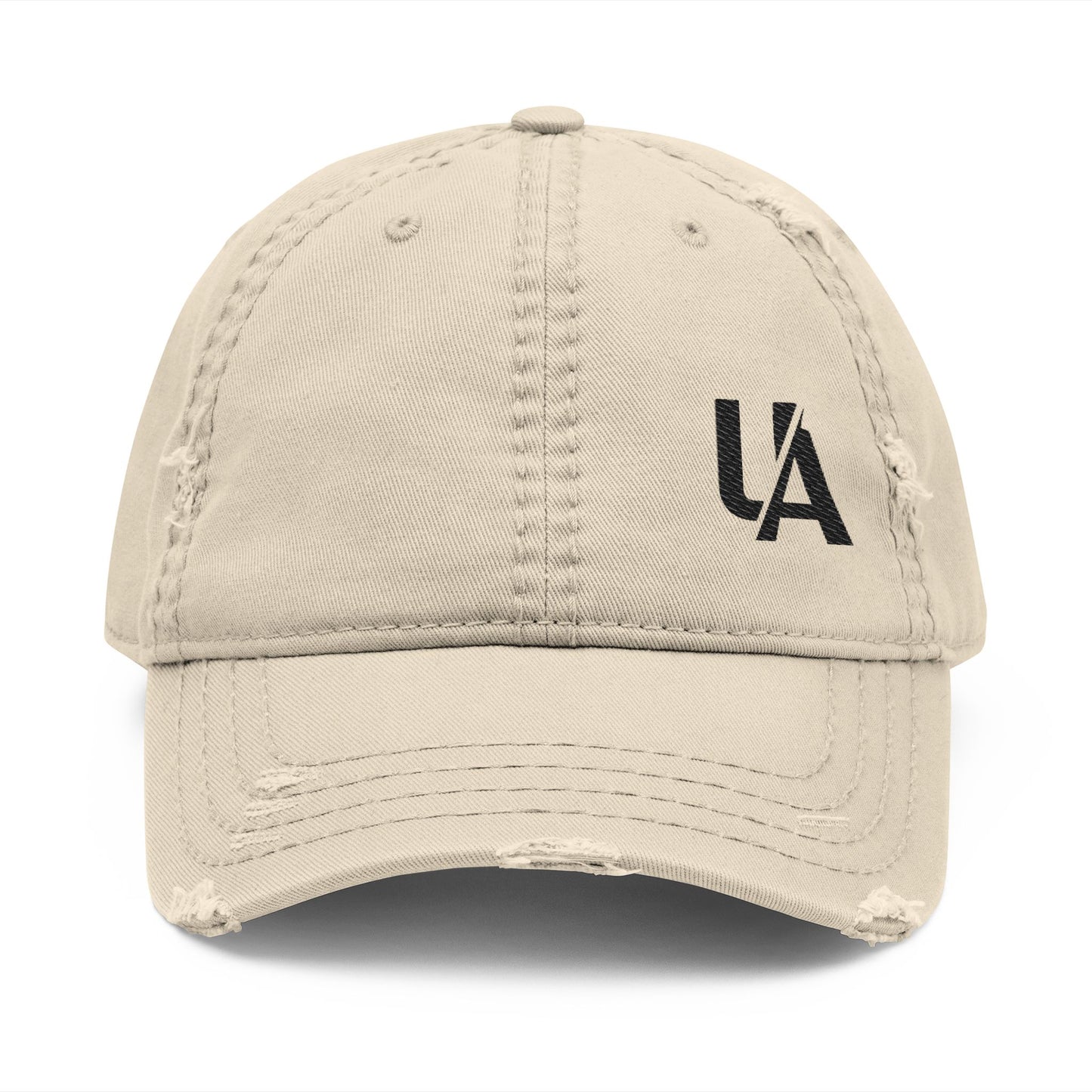 Distressed Embroidered Dad Hat – Vintage Washed Baseball Cap with 'UA' Logo