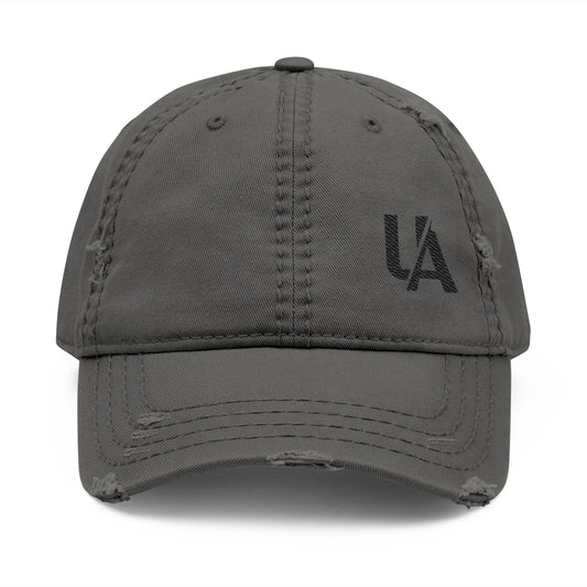 Distressed Embroidered Dad Hat – Vintage Washed Baseball Cap with 'UA' Logo