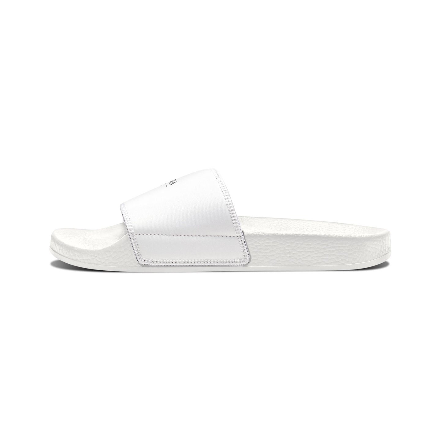 Youth Slide Sandals — Removable Strap White Logo Slides for Kids
