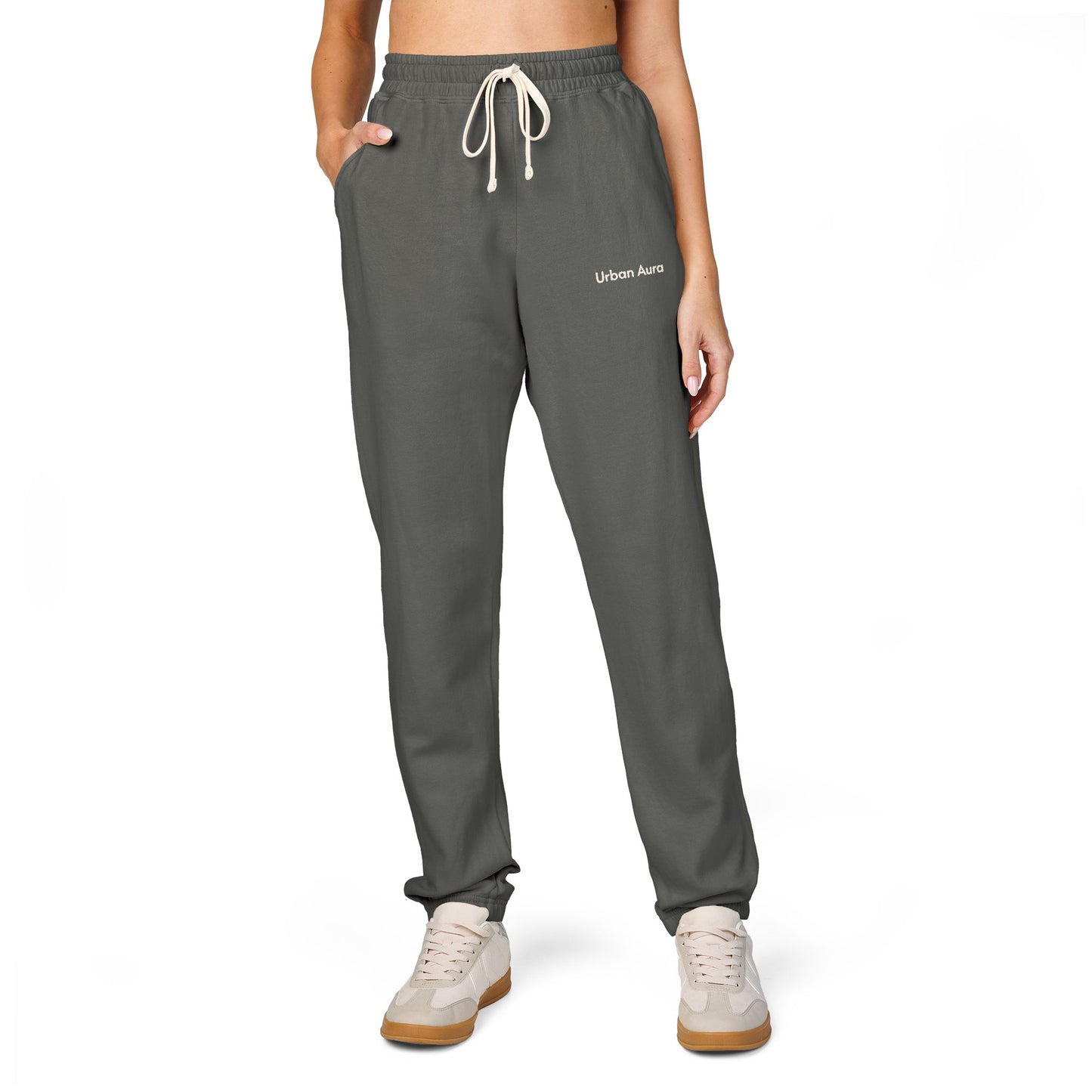 Embossed 'Unknown' Garment-Dyed Fleece Sweatpants — Cozy Everyday Joggers