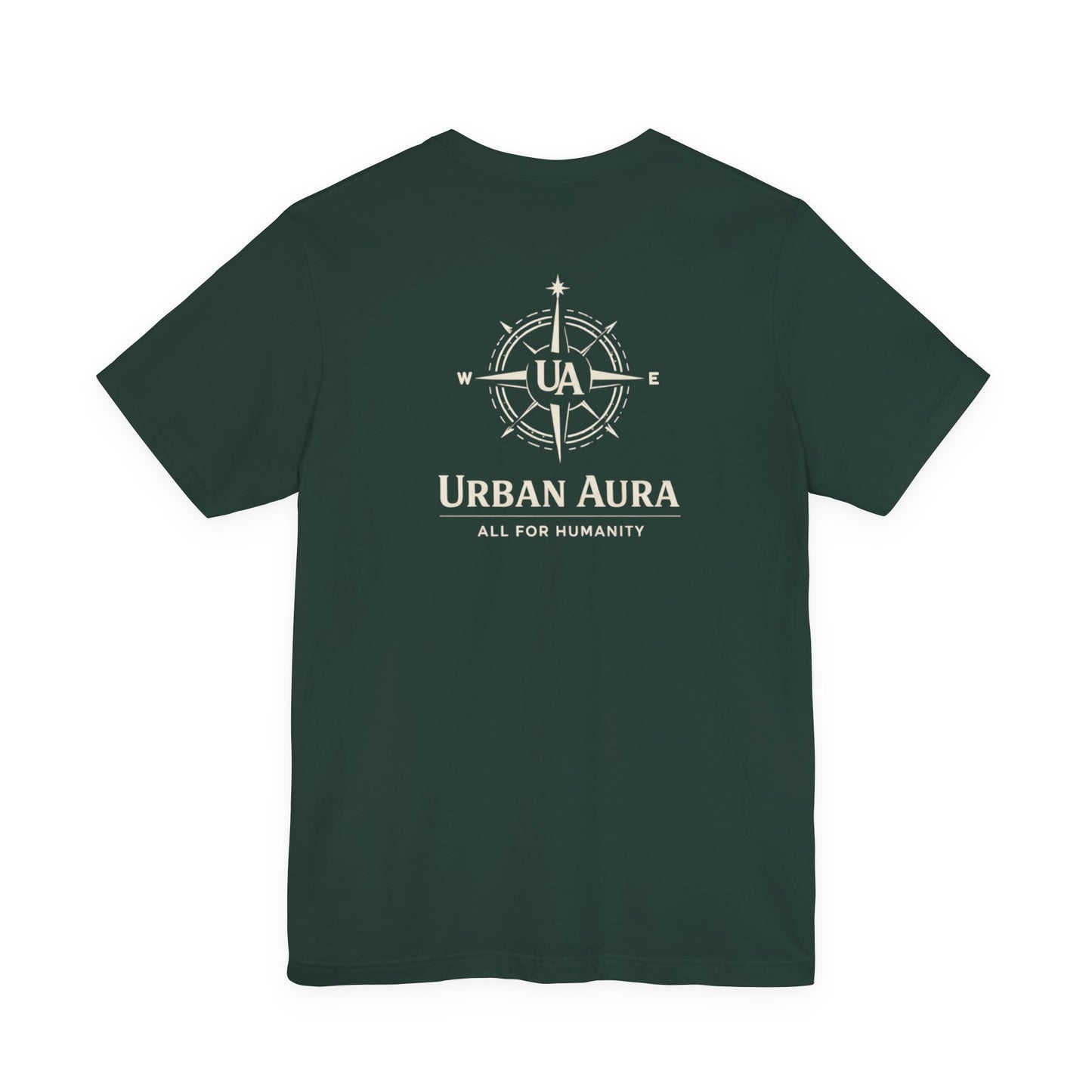 Urban Aura Minimalist Logo Tee — 'UA' Chest & Back Graphic