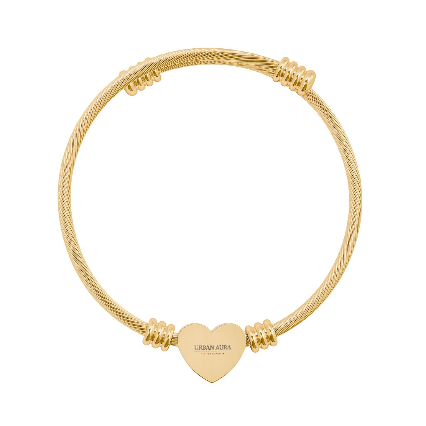 Engravable Heart Cuff Bracelet — Personalized Stainless Steel Bangle (Gold or Silver)