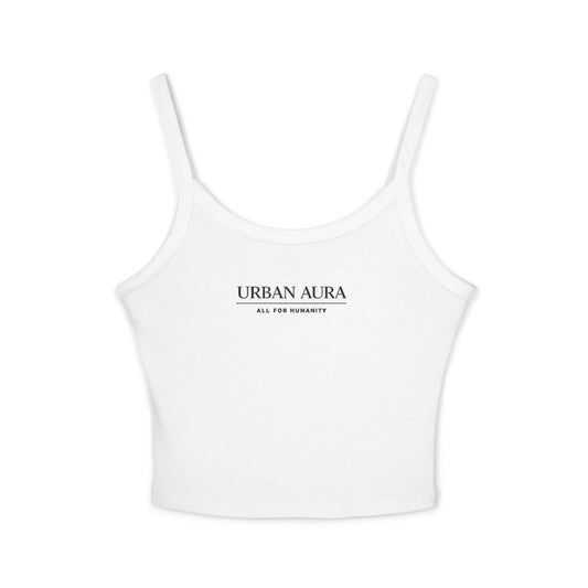 Urban Aura Women's Spaghetti Strap Tank Top — Minimal Logo Crop Tank