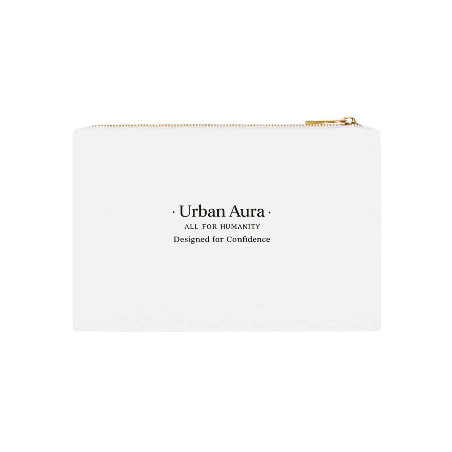 Urban Aura Cosmetic Bag — Minimalist Travel Makeup Pouch with "All for Humanity" Motto