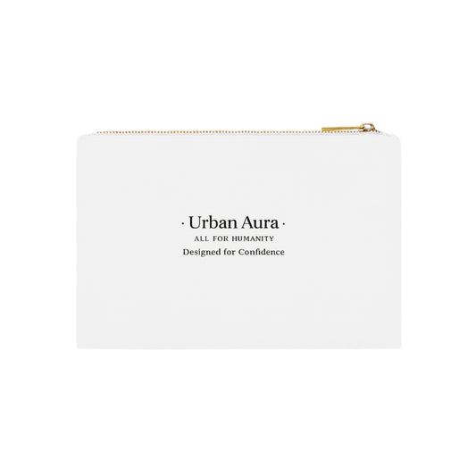 Urban Aura Cosmetic Bag — Minimalist Travel Makeup Pouch with "All for Humanity" Motto