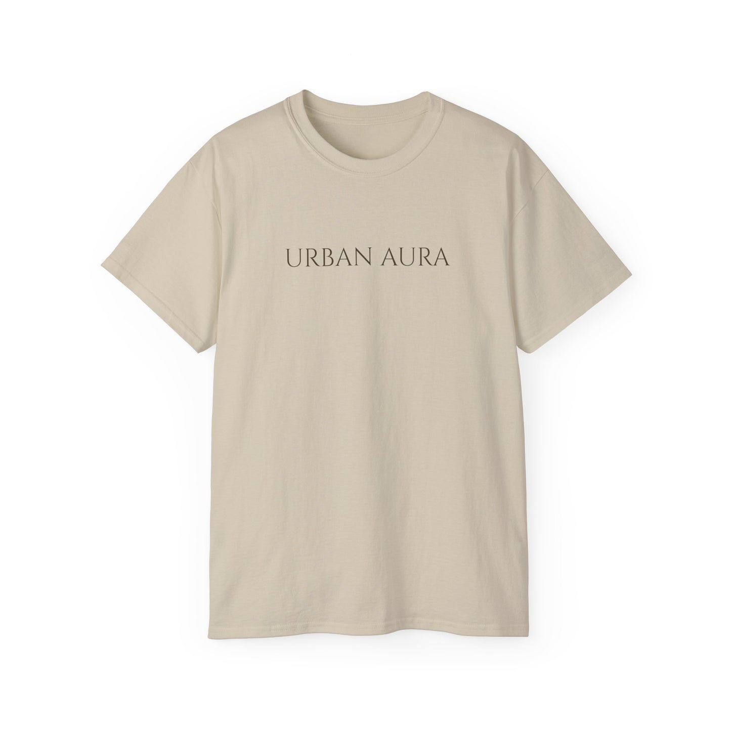 Urban Aura Minimalist Graphic Tee — 'URBAN AURA' Text Shirt