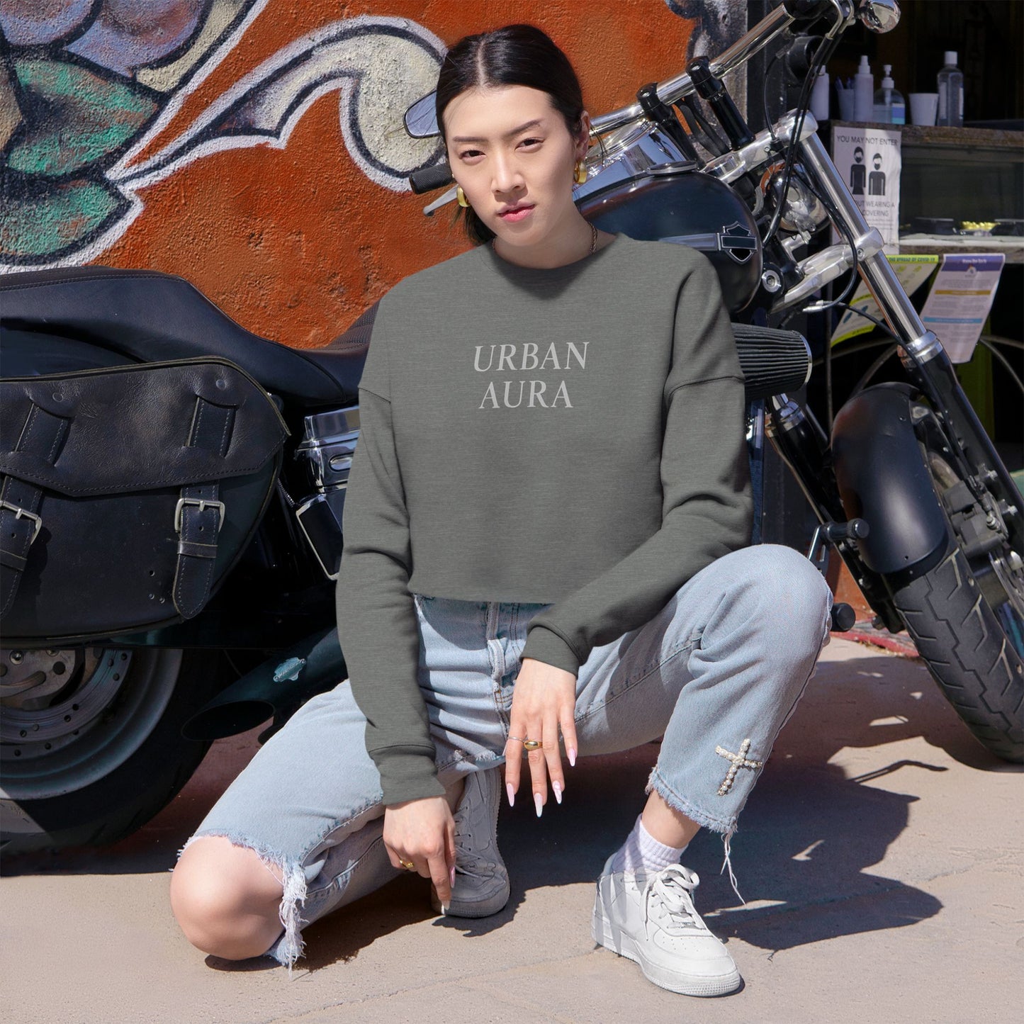 Urban Aura Cropped Sweatshirt — Women's Stylish Minimalist Pullover