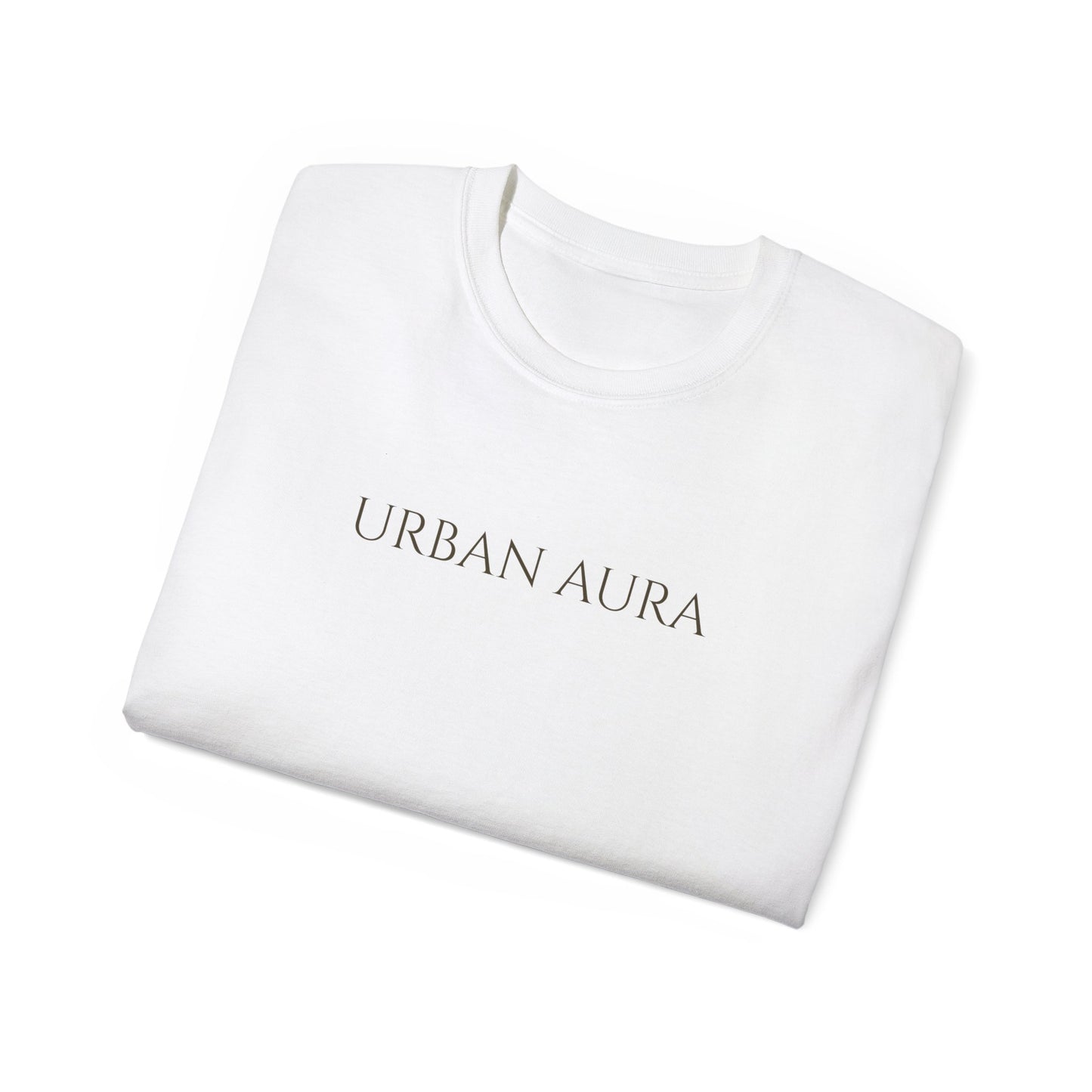 Urban Aura Minimalist Graphic Tee — 'URBAN AURA' Text Shirt