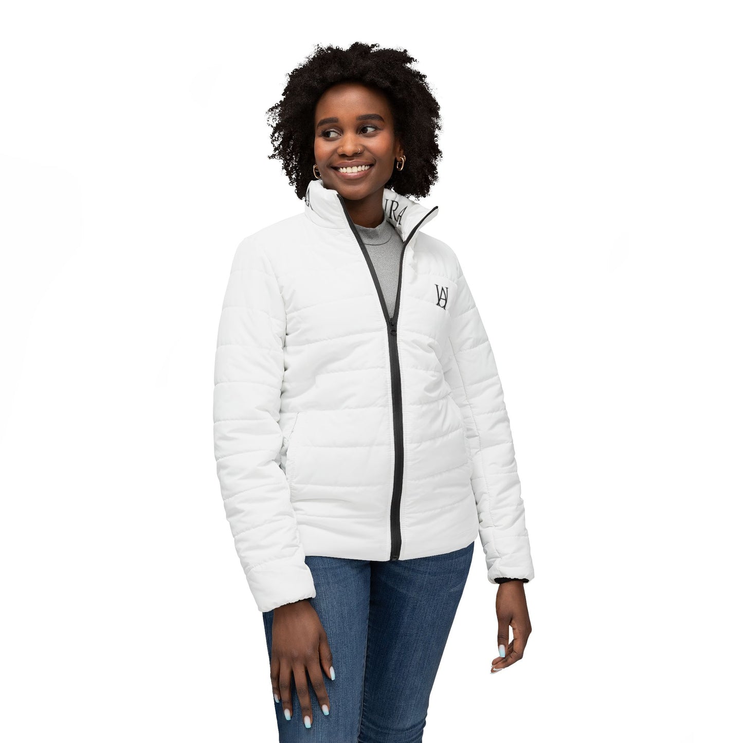 Women’s Puffer Jacket - Minimal Monogram Quilted Coat