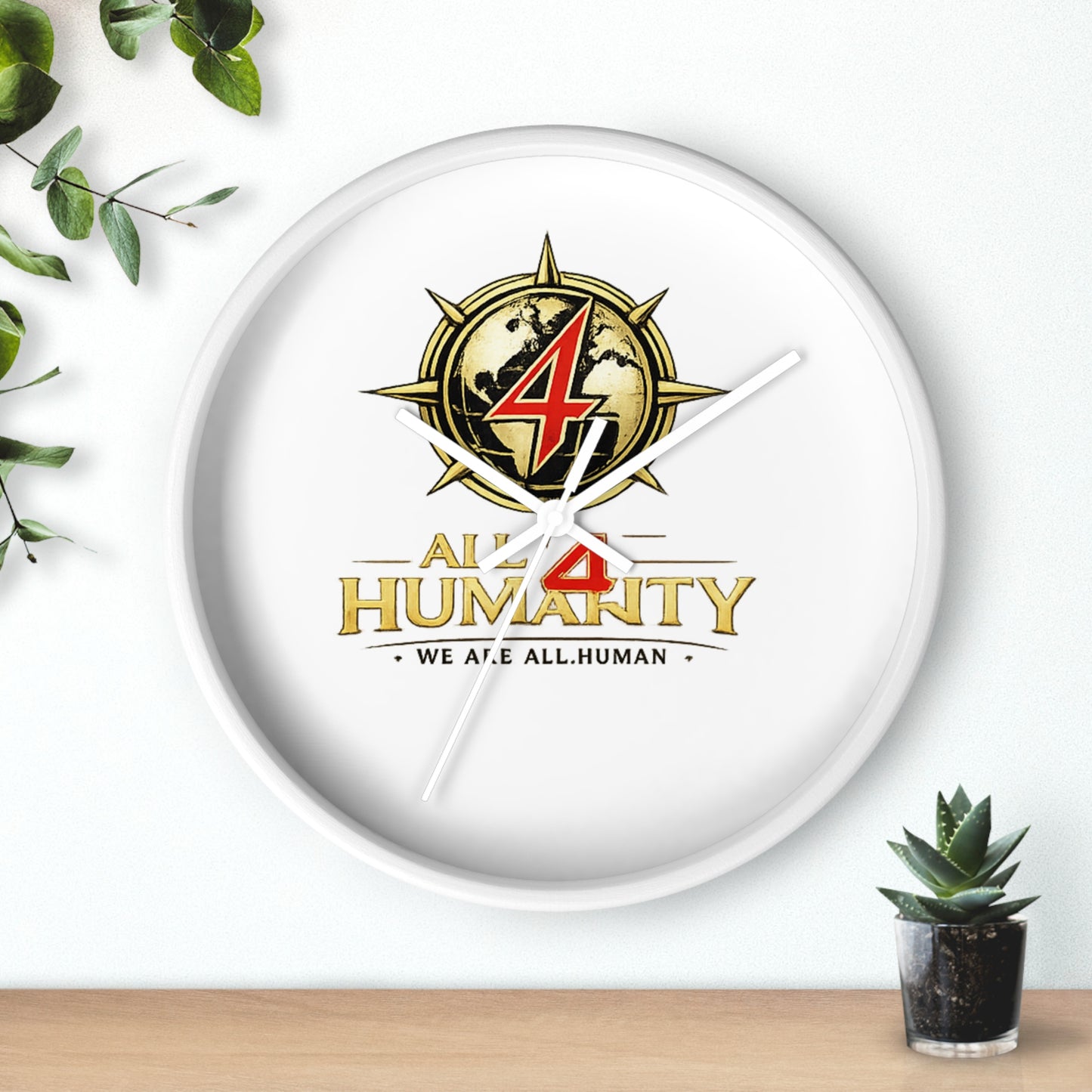 All 4 Humanity Logo Wall Clock — Inspirational Humanitarian Decor