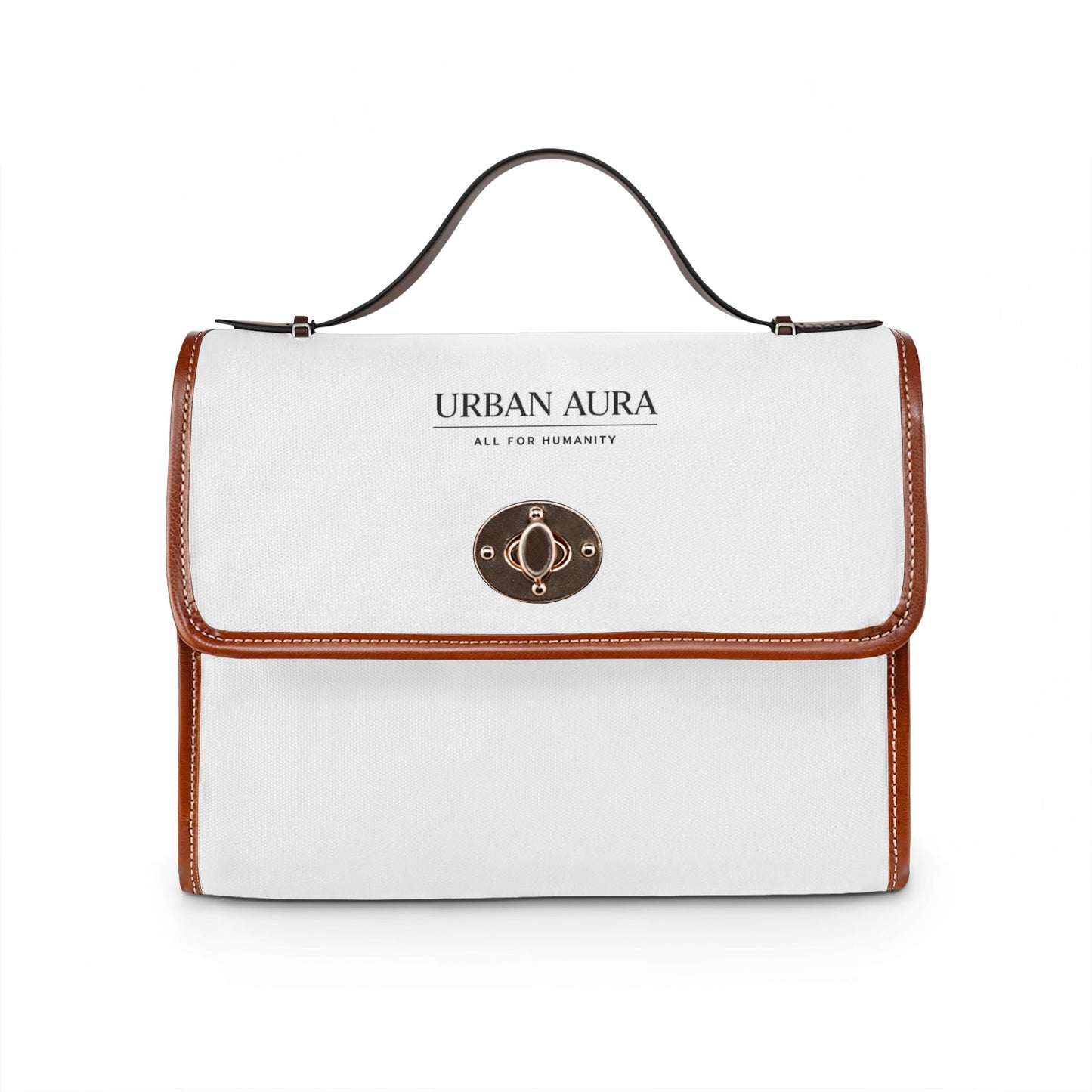 Canvas Handbag — "Urban Aura" Waterproof Satchel with Leather Trim