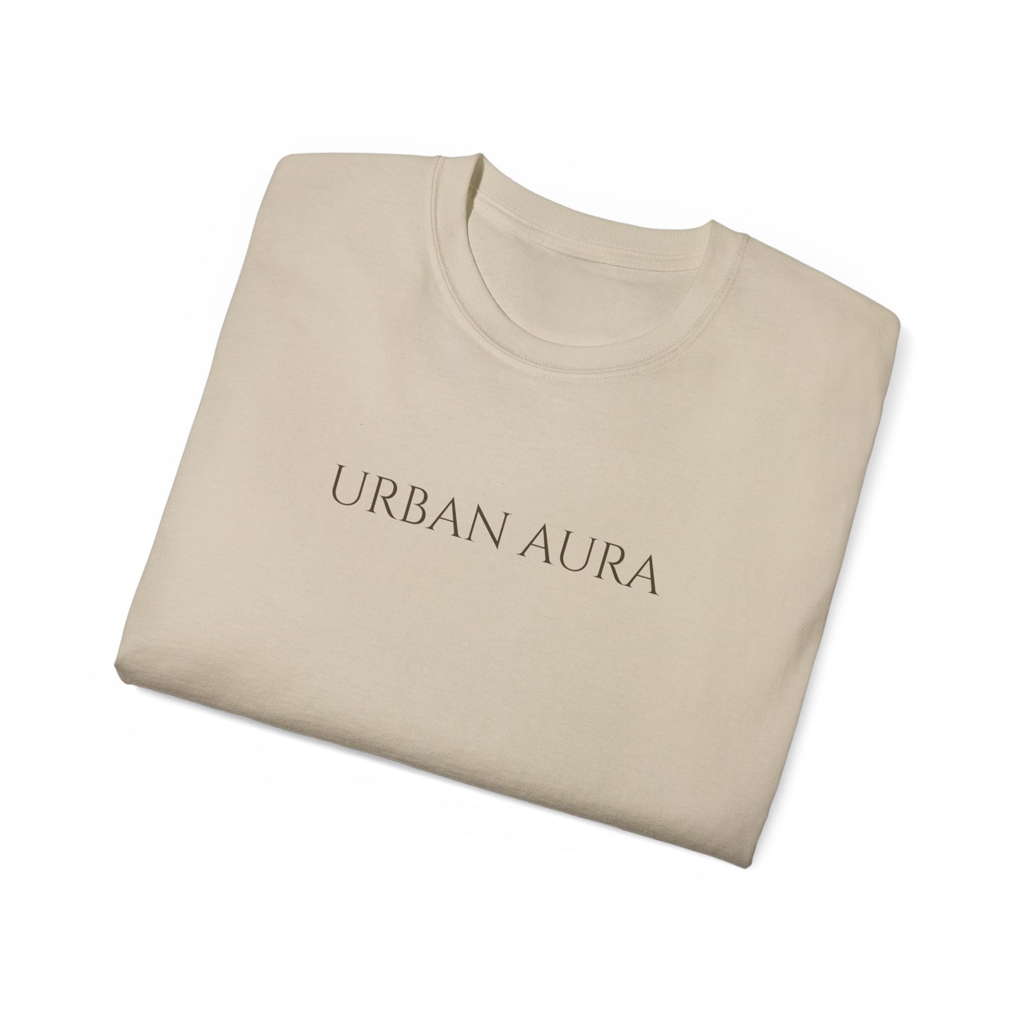 Urban Aura Minimalist Graphic Tee — 'URBAN AURA' Text Shirt