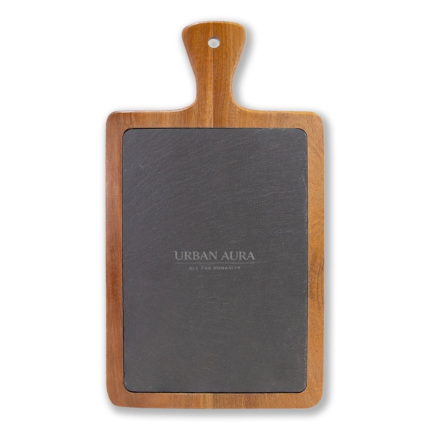 Engraved Acacia Charcuterie Board with Slate Insert & Cheese Tools