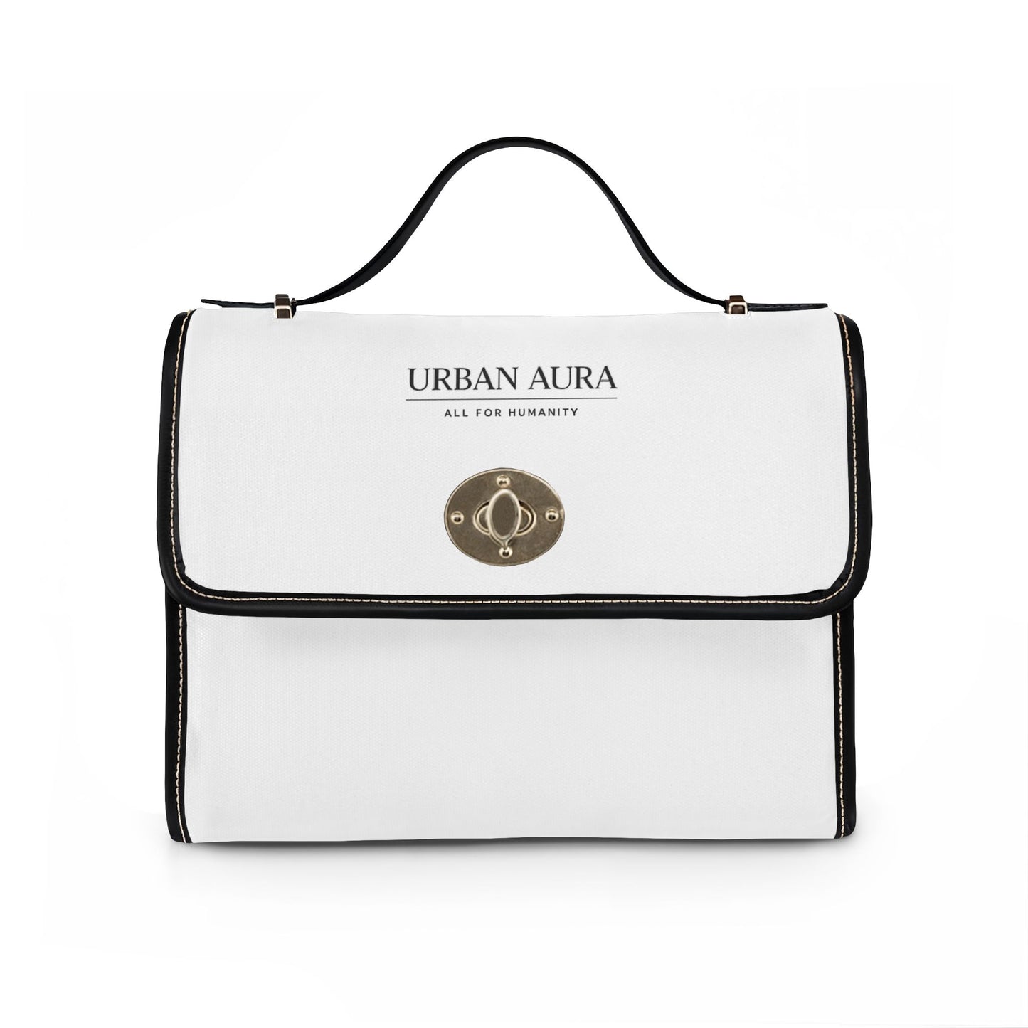 Canvas Handbag — "Urban Aura" Waterproof Satchel with Leather Trim