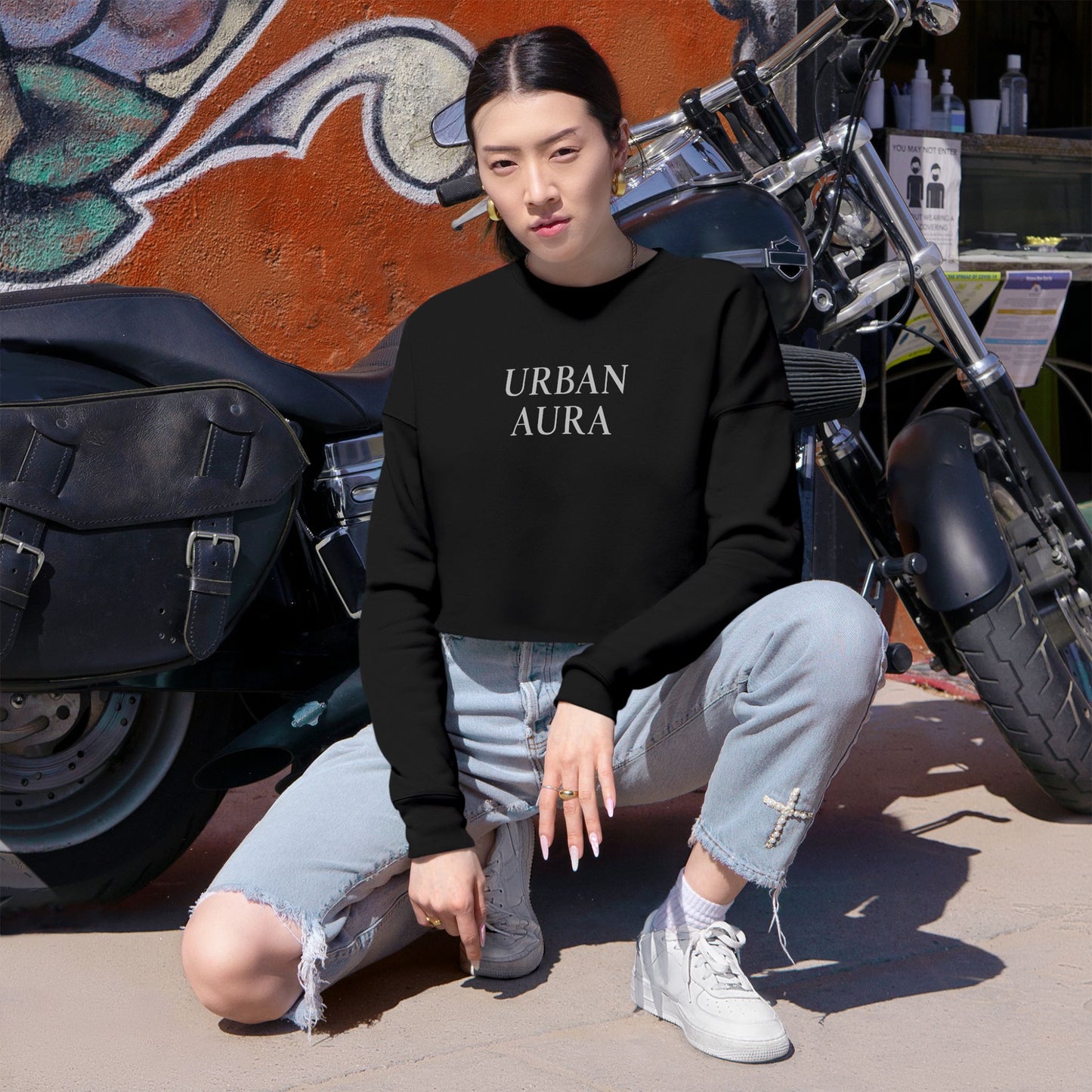 Urban Aura Cropped Sweatshirt — Women's Stylish Minimalist Pullover