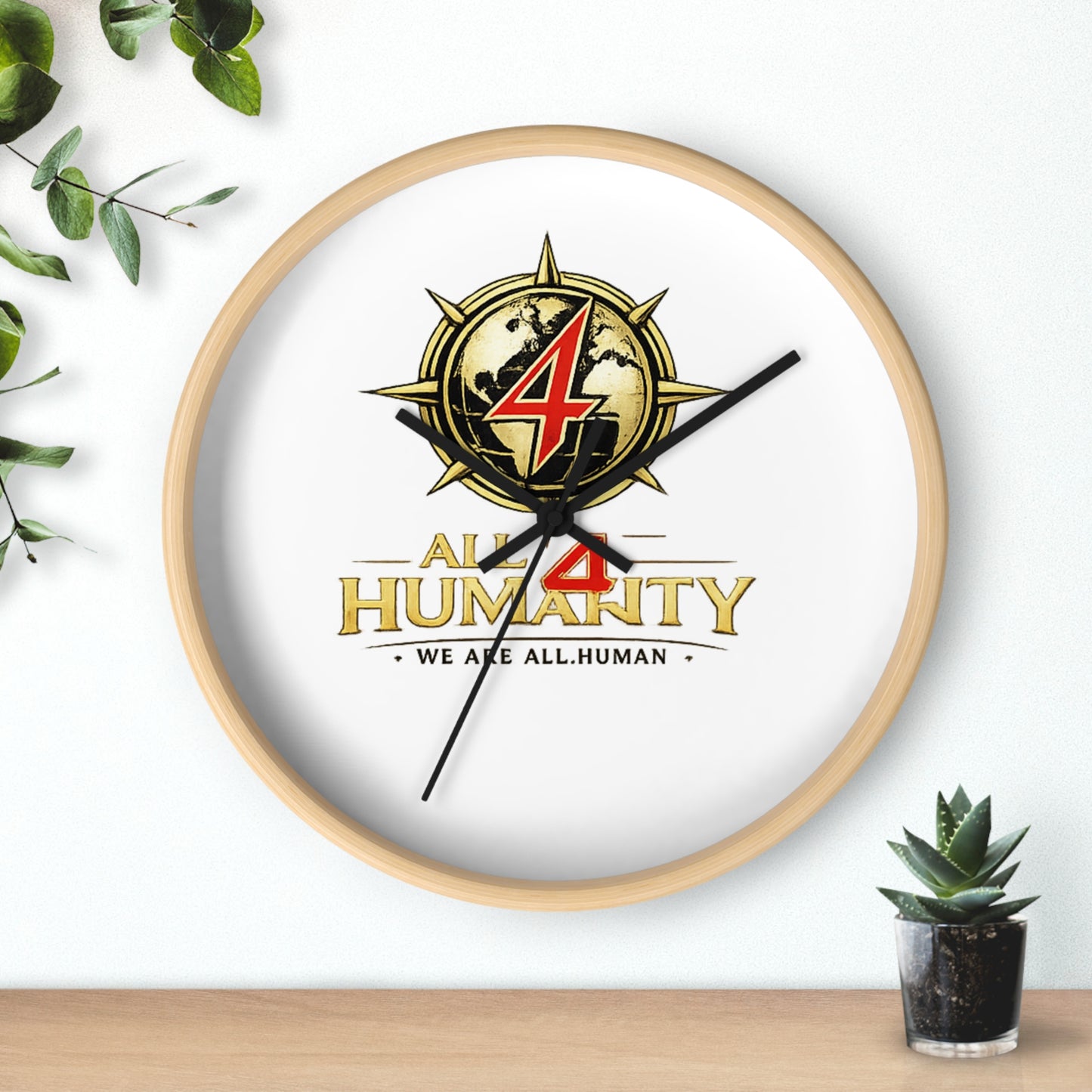 All 4 Humanity Logo Wall Clock — Inspirational Humanitarian Decor