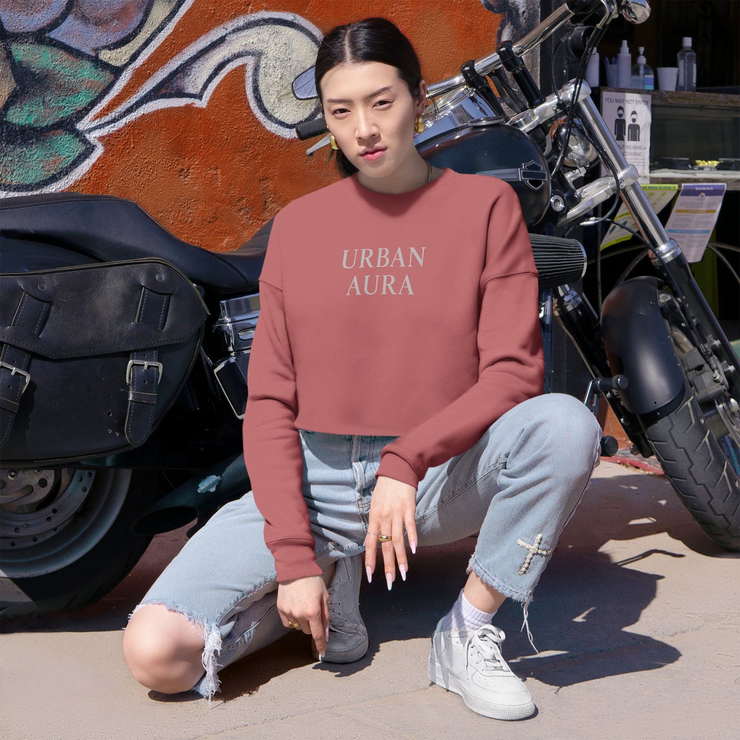 Urban Aura Cropped Sweatshirt — Women's Stylish Minimalist Pullover