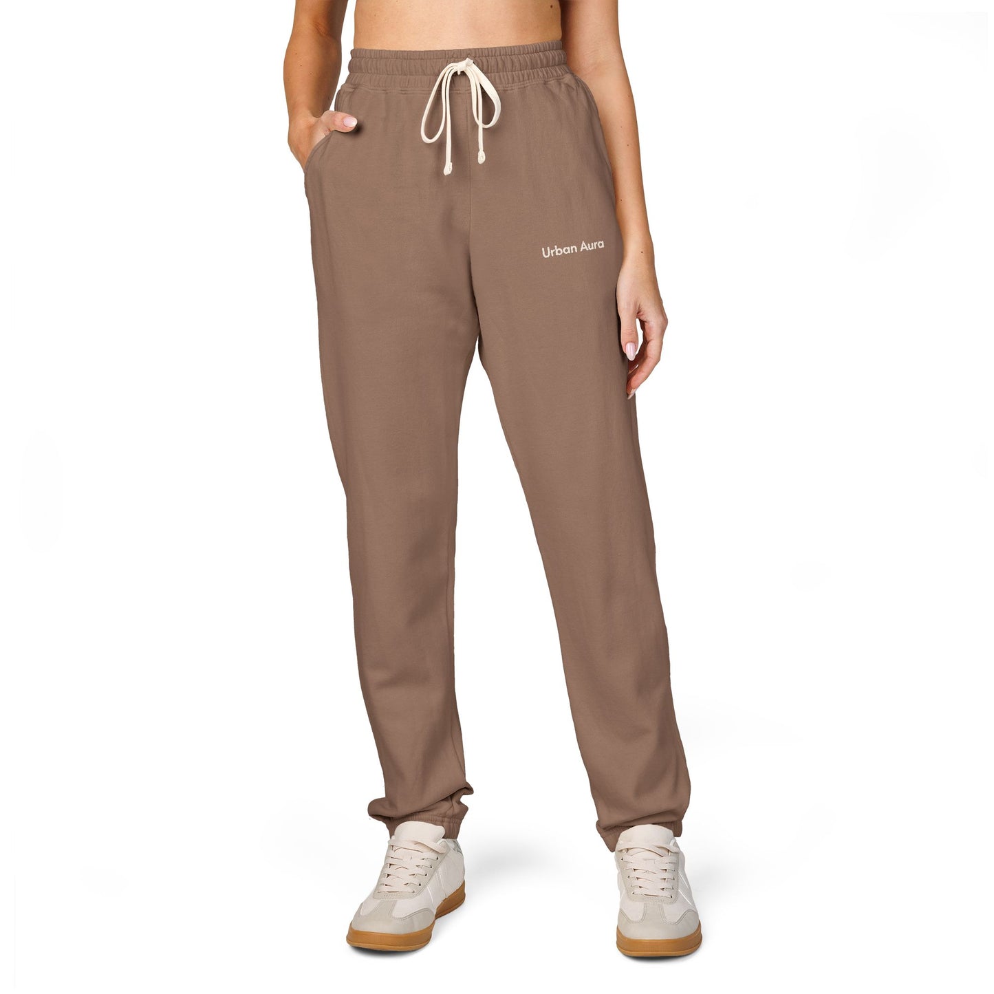 Embossed 'Unknown' Garment-Dyed Fleece Sweatpants — Cozy Everyday Joggers