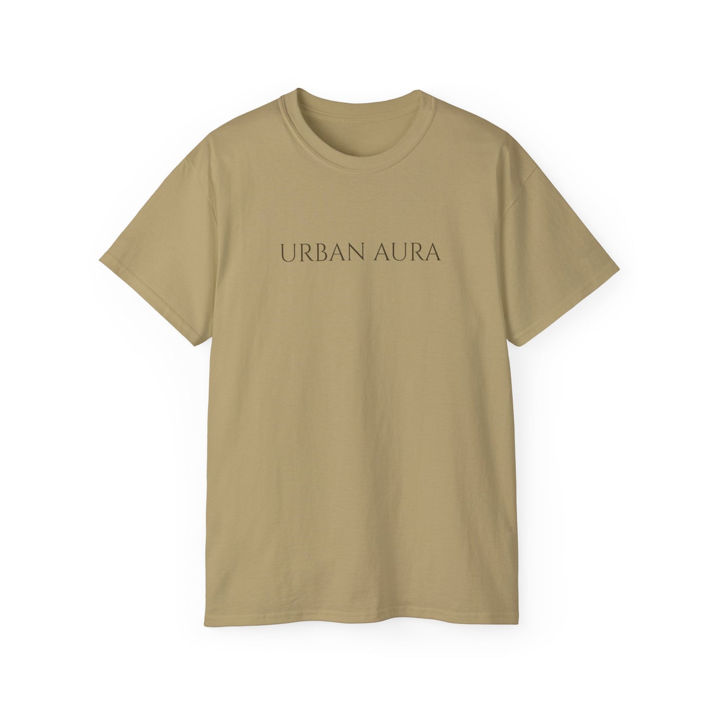 Urban Aura Minimalist Graphic Tee — 'URBAN AURA' Text Shirt